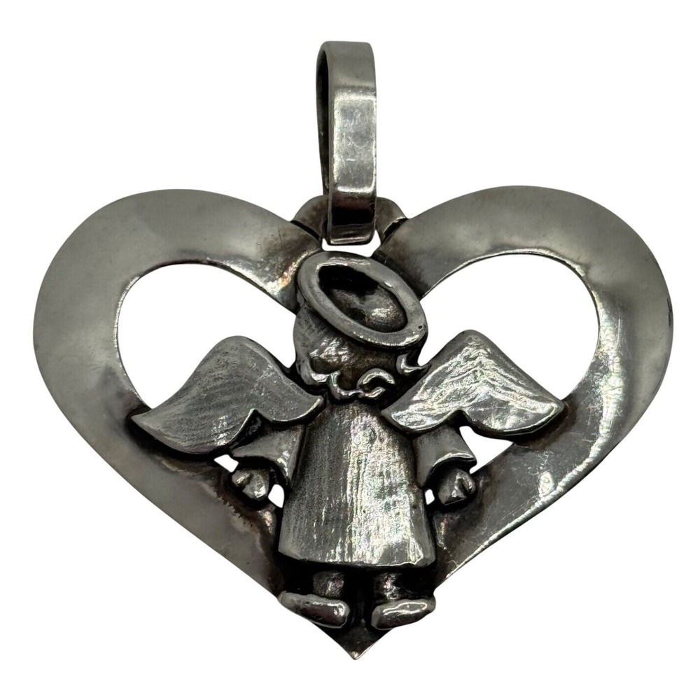 Jeep Collins Sterling Silver Angel  Pendant‎ Heart Shaped
